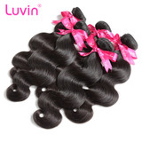 Luvin Brazilian Hair Weave 1 Bundles Body Wave Virgin Hair Weave 100% Unprocessed Natural Human Hair Extensions 30 Inch Bundles