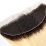 Luvin Ombre BlondeT#1B/#613 Straight Human Hair Bundles With Closure 3 Bundles Remy Hair Weave and 1PC Lace Frontal Closure Luvin Ombre BlondeT#1B/#613 Straight Human Hair Bundles With Closure 3 Bundles Remy Hair Weave and 1PC Lace Frontal Closure