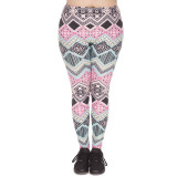 Large Size Women Leggings Aztec Printing High Waist Leggins Plus Size Stretch Trousers Pants