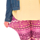 Large Size Leggings Boho Purple Printed High Waist Leggins Plus Size Trousers Stretch Pants