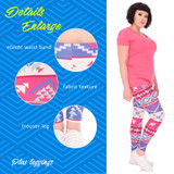 Large Size Leggings Boho Pink Printed High Waist Leggins Plus Size Trousers Stretch Pants