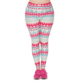 Large Size Women Leggings Aztec Green Printing Stretch High Waist Plus Size Trousers Pants