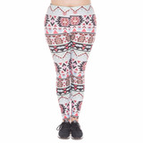 Large Size Leggings Boho Green Printed High Waist Leggins Plus Size Trousers Stretch Pants