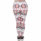 Large Size Leggings Boho Green Printed High Waist Leggins Plus Size Trousers Stretch Pants