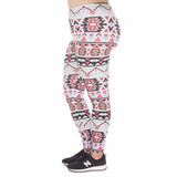 Large Size Leggings Boho Green Printed High Waist Leggins Plus Size Trousers Stretch Pants