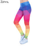 Leggings Printed Women Legging Colorful Triangles Rainbow Legins High Waist Elastic Leggins Silm