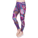 Retro Women Legins Mandala Flowers Pink Printing Legging Woman Cozy High Waist Leggings