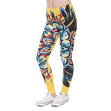 Women Leggings Creative Design Leggins Printed Trousers Tattoo Flower Legging High Waist Legins