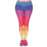 Large Size Leggings Triangles Rainbow Printed High Waist Leggins Plus Size