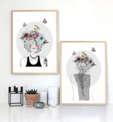900D Canvas Art Print Painting Poster, Girl with Flowers Wall Pictures for Home Decoration, Wall Decor CM033