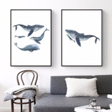 Watercolor Whales Canvas Art Print Painting Poster,  Wall Pictures for Home Decoration, Wall Decor S16014