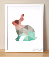 Cartoon Geometric Rabbit Canvas Art Print Poster, Wall Pictures for Home Decoration, Wall Decor FA254