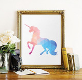 Geometric Unicorn Canvas Art Print Poster, Wall Pictures for Home Decoration, Wall Art Decor FA237-19