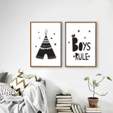 Boys Rule Canvas Painting Personalized Minimalist Nordic Posters Wall Art Picture for Nursery Kids Room Unframed Drop Shipping