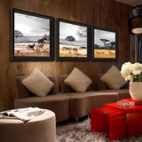 BANMU 3Pcs Modern Giclee Prints Artwork Africa Animals Zebra Elephant Pictures Photo Paintings on Canvas Wall Art for Decor
