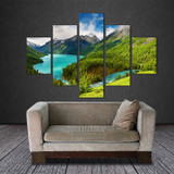 Snow Mountain Lakes, Woods 5 Panels Wall Art Canvas Paintings Wall Decorations for Artwork Giclee Wall Artwork Home Decor