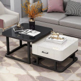 Tempered Glass 2 in 1 Combination Coffee Table with solid wooden Drawer Storage center table for Living Room журнальный столик