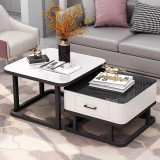 Tempered Glass 2 in 1 Combination Coffee Table with solid wooden Drawer Storage center table for Living Room журнальный столик