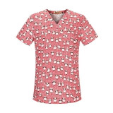 New Fresh Print Design Cotton Medical Scrub Tops Unisex Hospital Workwear Uniforms Short Sleeve Scrub Lab Clothes Nurse Uniform