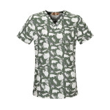 New Fresh Print Design Cotton Medical Scrub Tops Unisex Hospital Workwear Uniforms Short Sleeve Scrub Lab Clothes Nurse Uniform