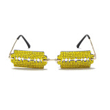 Retro Rhinestone Sunglasses Women Brand Designer Diamond Rimless Sun Glasses