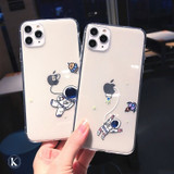 Cute Cartoon Astronaut Space Transparent Phone case For iPhone