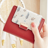 New Floral Feather Women Wallet Short Purse Card Holder