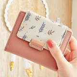 New Floral Feather Women Wallet Short Purse Card Holder