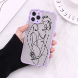 Transparent Abstract Protective Case Geometric Line Body Phone Case For iPhone
