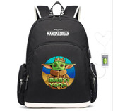 The Mandalorian yoda baby USB Charging Travel Backpack