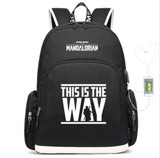 The Mandalorian yoda baby USB Charging Travel Backpack