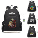 The Mandalorian yoda baby USB Charging Travel Backpack