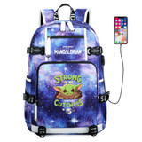 The Mandalorian Yoda baby Schoolbag USB Charge Backpack