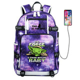 The Mandalorian Yoda baby Schoolbag USB Charge Backpack