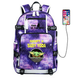 The Mandalorian Yoda baby Schoolbag USB Charge Backpack