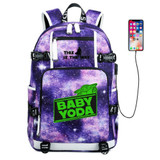 The Mandalorian Yoda baby Schoolbag USB Charge Backpack