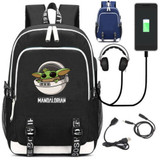 The Mandalorian Yoda baby USB Charge Mochila Travel Backpack