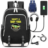 The Mandalorian Yoda baby USB Charge Mochila Travel Backpack