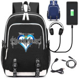 Game Kingdom Hearts Sora School USB Charge Interface Backpack