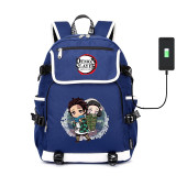 Demon Slayer: Kimetsu no Yaiba canvas School Bag Kamado Tanjirou USB charging Laptop Backpack