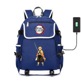 Demon Slayer: Kimetsu no Yaiba canvas School Bag Kamado Tanjirou USB charging Laptop Backpack