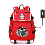 Demon Slayer: Kimetsu no Yaiba canvas School Bag Kamado Tanjirou USB charging Laptop Backpack