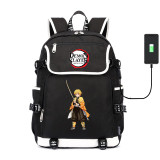 Demon Slayer: Kimetsu no Yaiba canvas School Bag Kamado Tanjirou USB charging Laptop Backpack