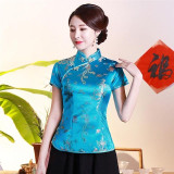 Vintage Flower Women Chinese Traditional Dragon Satin Blouse Vintage Flower Women Chinese Traditional Dragon Satin Blouse