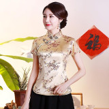 Vintage Flower Women Chinese Traditional Dragon Satin Blouse Vintage Flower Women Chinese Traditional Dragon Satin Blouse