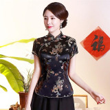 Vintage Flower Women Chinese Traditional Dragon Satin Blouse Vintage Flower Women Chinese Traditional Dragon Satin Blouse