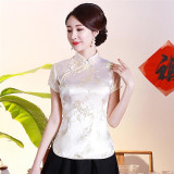 Vintage Flower Women Chinese Traditional Dragon Satin Blouse Vintage Flower Women Chinese Traditional Dragon Satin Blouse