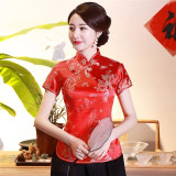 Vintage Flower Women Chinese Traditional Dragon Satin Blouse Vintage Flower Women Chinese Traditional Dragon Satin Blouse