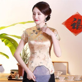 Vintage Flower Women Chinese Traditional Dragon Satin Blouse Vintage Flower Women Chinese Traditional Dragon Satin Blouse
