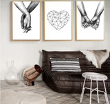 Love Poster Couple Holding Hands Painting Black And White Wall Art Canvas !